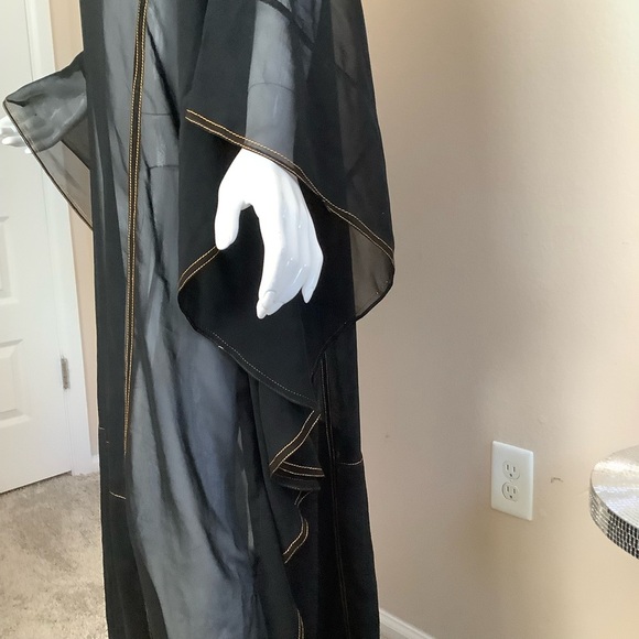 African Black and Orange Kaftan Sheer Dress - Picture 12 of 12